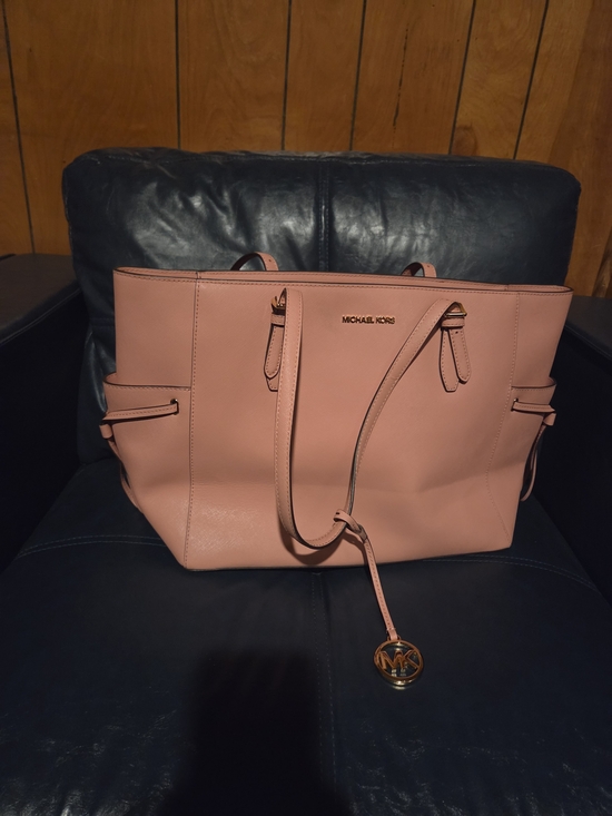 Michael Kors Handbags - Michael Kors Blush Pink Leather Tote with Signature Charm